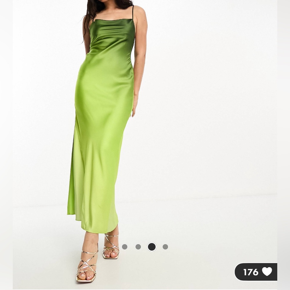 NWT ASOS (Miss Selfridge) cowl neck satin maxi dress in green ombre